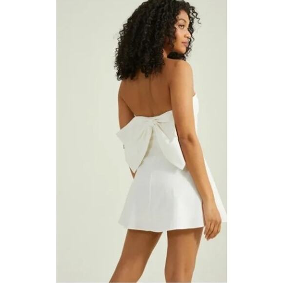 Altar'd State White Strapless Mini Bow Back Dress - Picture 2 of 12